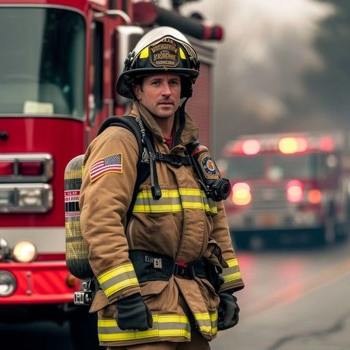 pemadam kebakaran memakai pakaian lengkap