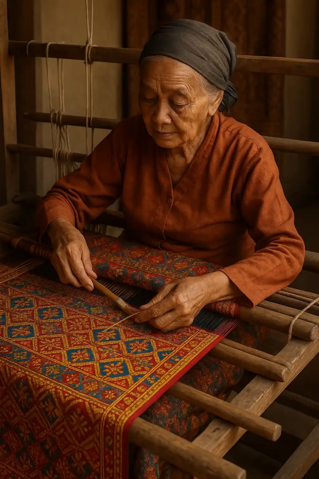 proses pembuatan kain tenun manual