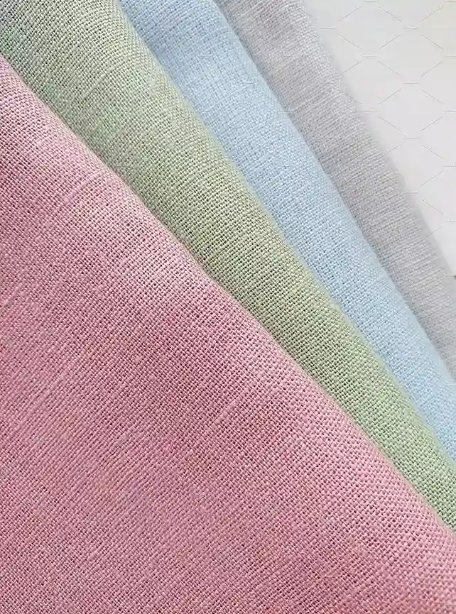 kain linen dengan tekstur berongga dan beberapa macam warna
