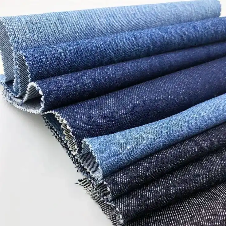 kain denim mulai dari biru muda, navy dan hitam